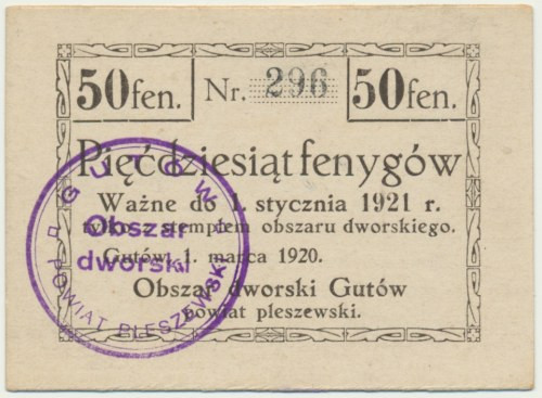 Gutów, 50 fenigów 1921 Podlepki na rewersie. Reference: Podczaski P-044.1.c
Gra...