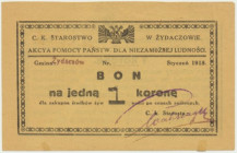 Żydaczów, 1 korona styczeń 1918 - NIENOTOWANY