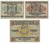 Katowice, zestaw 1-5 marek 1921 (3szt.)