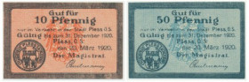 Pszczyna, zestaw 10-50 fenigów marzec 1920 (2 szt.)