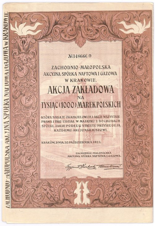 Zachodnio - Małopolska Akcyjna Spółka Naftowa i Gazowa, 1000 mkp Duża spółka z b...