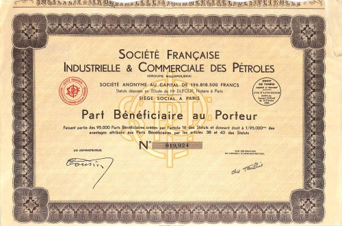 Societe Francaise Industrielle & Commerciale des Petroles - udział 

BONDS AND...