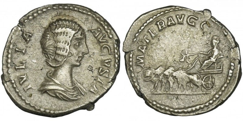 Roman Imperial, Julia Domna, Denarius - RARE Rare Julia Domna denarius with quad...