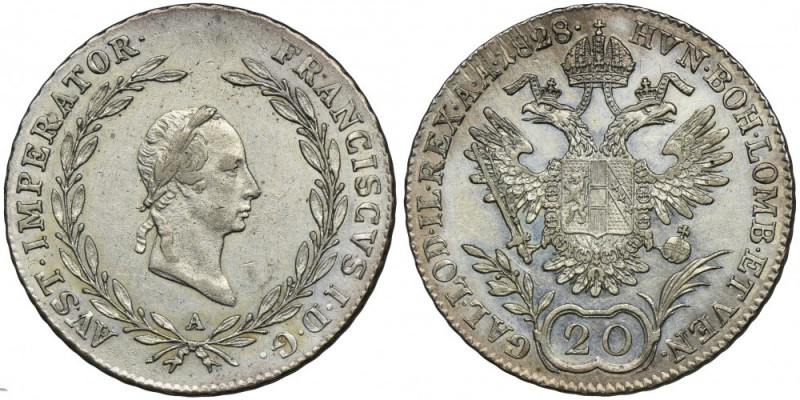 Austria, Franz II, 20 Kreuzer Wien 1828 A &nbsp; Bardzo ładna moneta z pięknie z...