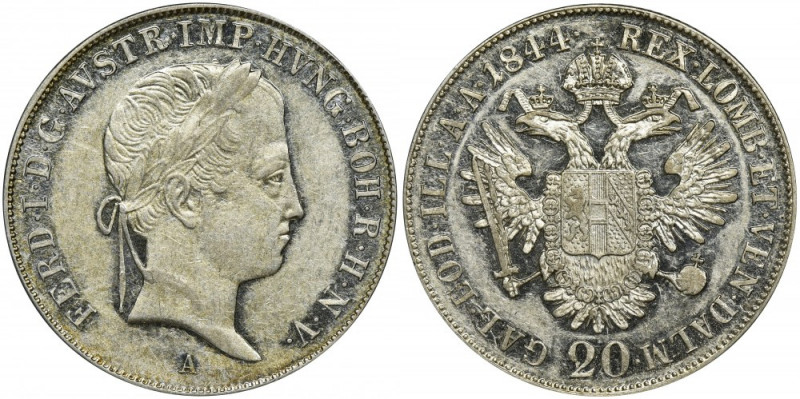 Austria, Ferdinand I, 20 Kreuzer Wien 1844 A Nicely preserved specimen.
 Ładnie...