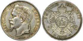 France, Napoleon III, 5 Francs Strasbourg 1867 BB