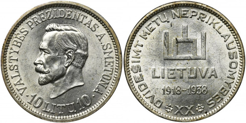 Lithuania, 10 Litu 1938 Antanas Smeteona Mint piece with a lot of luster.&nbsp;&...