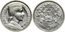 Latvia, Republic of Latvia, 5 Lati 1931