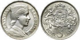 Latvia, Latvian Republic, 5 Lati 1932