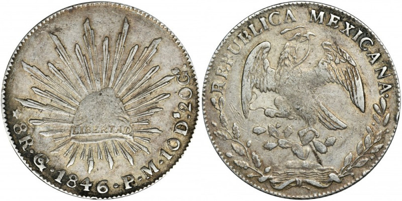 Mexico, Republic, 8 Reales 1846 Go PM Reference: KM 377.8
Grade: VF+ 

Mexico...