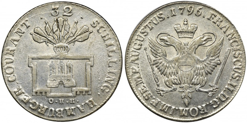 Germany, City of Hamburg, 32 Schilling 1796 OHK Issue with initials OHK by Otto ...
