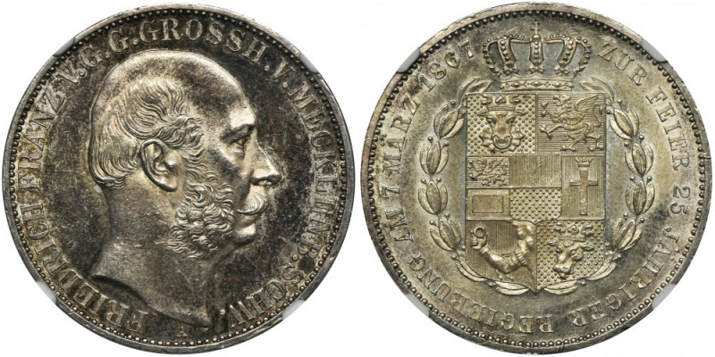 Germany, Mecklenburg-Schwerin, Friedrich Franz II, Thaler Berlin 1867 - NGC MS62...