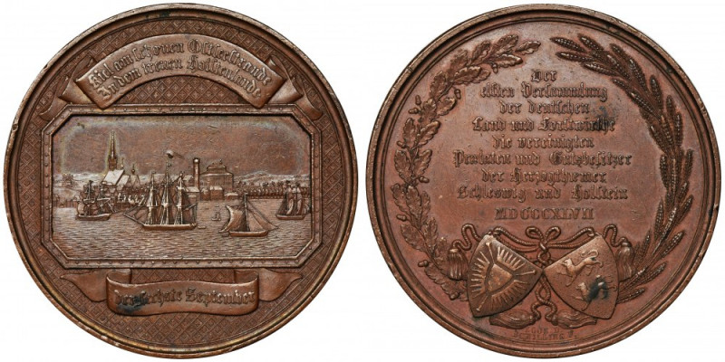 Germany, Schleswig-Holstein, Medal 1847 Bronze medal from Kiel for the United La...