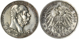 Germany, Saxony-Altenburg, Ernst I, 5 Mark Berlin 1903 A - RARE