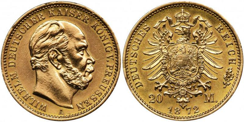 Germany, Kingdom of Prussia, Wilhelm I, 20 Mark Berlin 1872 A Weight 7.94 g Dobr...