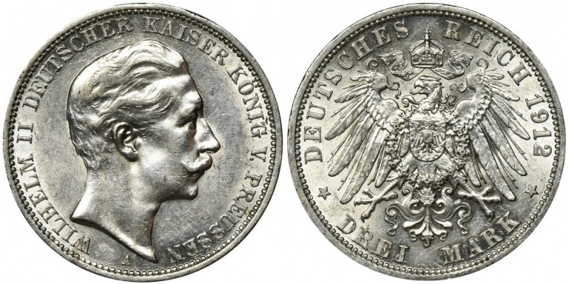 Germany, Kingdom of Prussia, Wilhelm II, 3 Mark Berlin 1912 A A lot of mint lust...
