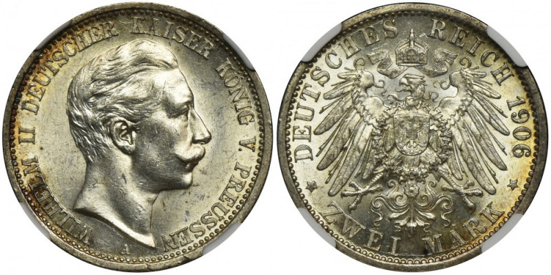 Germany, Kingdom of Prussia, Wilhelm II, 2 Mark Berlin 1906 A - NGC MS63 Mint sp...