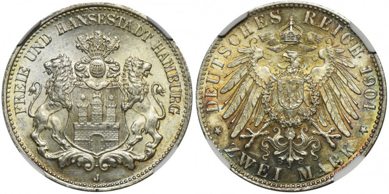 Germany, Hamburg, 2 Mark 1904 J - NGC MS63 City issue of Hamburg. Beautifull min...