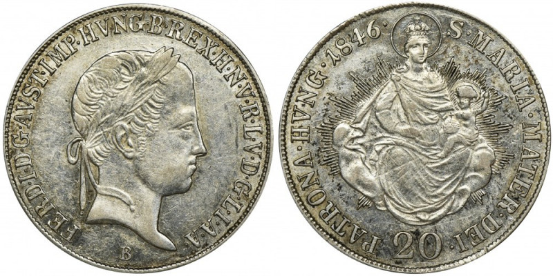 Hungary, Ferdinand I, 20 Kreuzer Kremnitz 1846 B Well preserved specimen with a ...