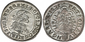 Hungary, Leopold I, 6 Kreuzer Kremnitz 1671 KB