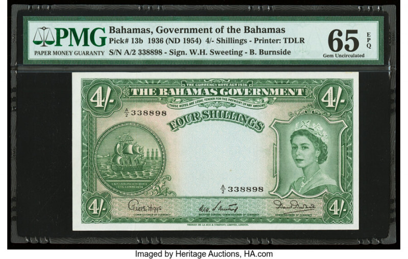 Bahamas Bahamas Government 4 Shillings 1936 (ND 1954) Pick 13b PMG Gem Uncircula...