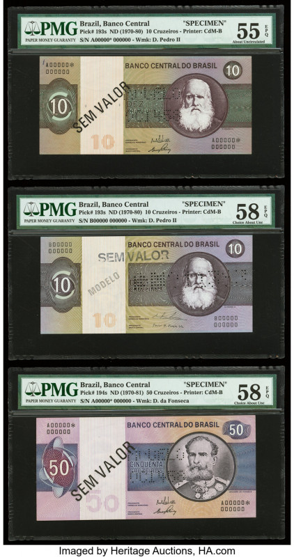 Brazil Banco Central Do Brasil Group Lot of 6 Graded Examples PMG Gem Uncirculat...