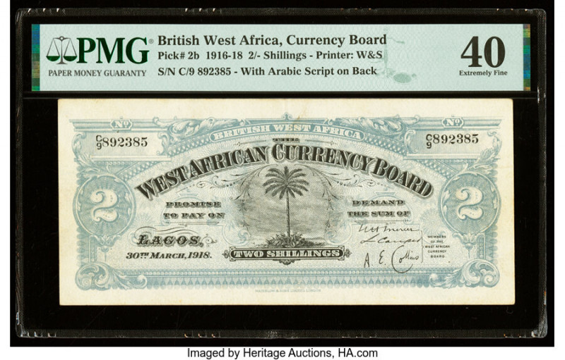 British West Africa West African Currency Board 2 Shillings 30.3.1918 Pick 2b PM...