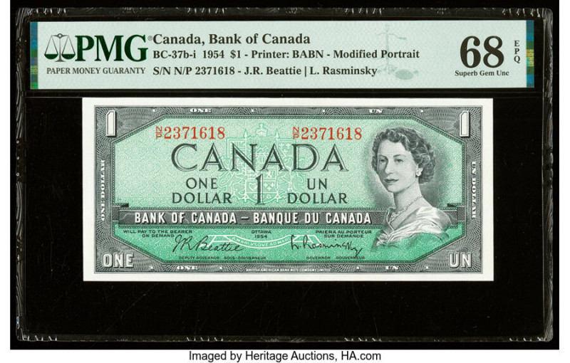 Canada Bank of Canada $1 1954 BC-37b-i PMG Superb Gem Unc 68 EPQ. 

HID098012420...