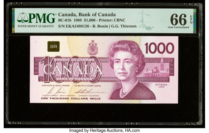 Canada Bank of Canada $1000 1988 BC-61b PMG Gem Uncirculated 66 EPQ. 

HID098012...