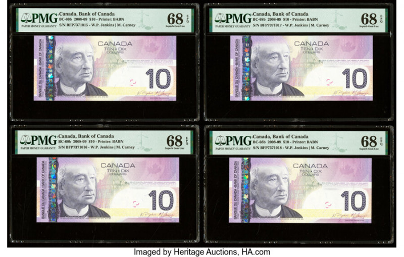 Canada Bank of Canada $10 2008-09 BC-68b Four Consecutive Examples PMG Superb Ge...