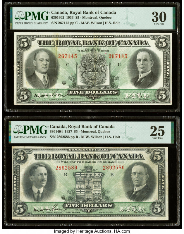 Canada Montreal, PQ- Royal Bank of Canada $5 3.1.1933; 3.1.1927; Ch.# 630-16-02 ...