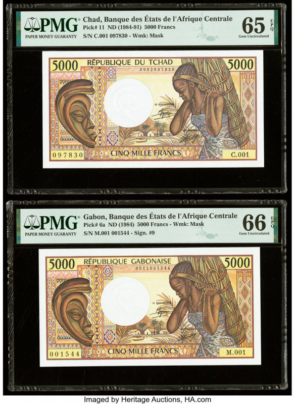 Chad Banque Des Etats De L'Afrique Centrale 5000 Francs ND (1984-91) Pick 11 PMG...