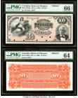 Colombia Banco de Marquez 10 Pesos ND (ca. 1880s) Pick S583p Front and Back Proofs PMG Gem Uncirculated 66 EPQ; Choice Uncirculated 64. Six POCs are p...
