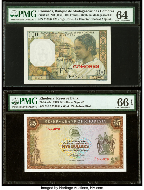Comoros Banque de Madagascar et des Comores 100 Francs ND (1963) Pick 3b PMG Cho...