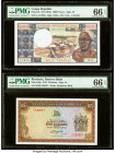 Congo Republic Banque des Etats de l'Afrique Centrale 1000 Francs ND (1974) Pick 3b PMG Gem Uncirculated 66 EPQ; Rhodesia Reserve Bank of Rhodesia 5 D...