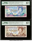 Falkland Islands Government of the Falkland Islands 50; 20 Pounds 1.7.1990; 1.1.2011 Pick 16a; 19 Two Examples PMG Superb Gem Unc 67 EPQ (2). 

HID098...