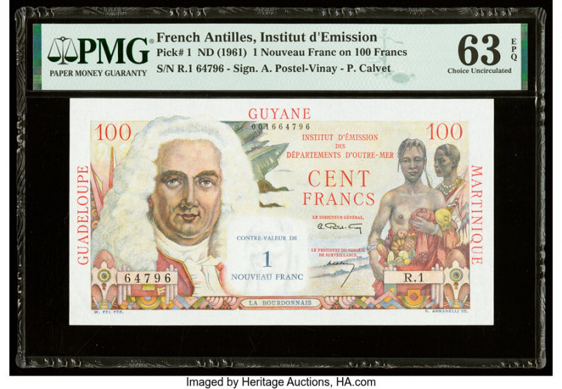 French Antilles Institut d'Emission des Departements d'Outre-Mer 1 Nouveau Franc...