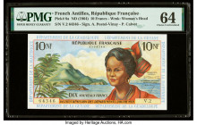 French Antilles Institut d'Emission des Departements d'Outre-Mer 10 Francs ND (1964) Pick 8a PMG Choice Uncirculated 64. 

HID09801242017

© 2022 Heri...
