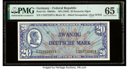 Germany Federal Republic U.S. Army Command 20 Deutsche Mark ND (1948) Pick 9a PMG Gem Uncirculated 65 EPQ. 

HID09801242017

© 2022 Heritage Auctions ...