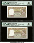 India Reserve Bank of India 5 Rupees ND (1943) Pick 18b Jhun4.3.2 Two Consecutive Examples PMG Choice Uncirculated 64 (2). Staple holes at issue on bo...