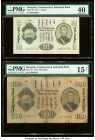 Mongolia Commercial and Industrial Bank 3; 100 Tugrik 1941 Pick 22; 27 Two Examples PMG Extremely Fine 40; Choice Fine 15 Net. Foreign substance and s...