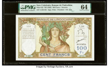 New Caledonia Banque de l'Indochine, Noumea 100 Francs ND (1963) Pick 42e PMG Choice Uncirculated 64. Staple holes are present on this example.

HID09...