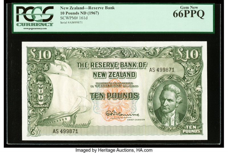 New Zealand Reserve Bank of New Zealand 10 Pounds ND (1960-67) Pick 161d PCGS Ge...