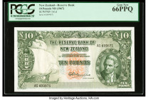 New Zealand Reserve Bank of New Zealand 10 Pounds ND (1960-67) Pick 161d PCGS Gem New 66PPQ. 

HID09801242017

© 2022 Heritage Auctions | All Rights R...