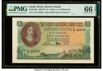 South Africa South African Reserve Bank 5 Pounds 2.9.1950 Pick 96a PMG Gem Uncirculated 66 EPQ. 

HID09801242017

© 2022 Heritage Auctions | All Right...