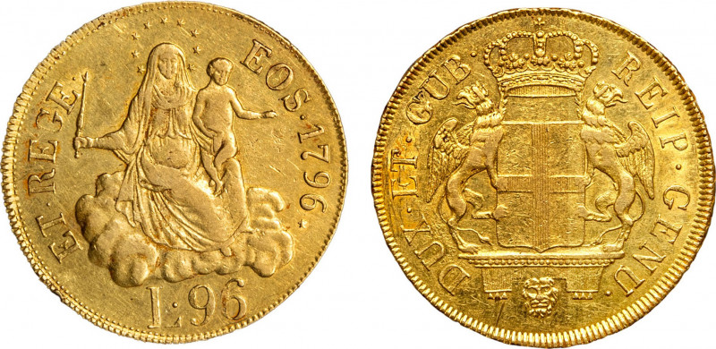 GENOVA - DOGI BIENNALI (terza fase 1637-1797) - 96 lire 1796
Oro
MIR 275/3
Esemp...