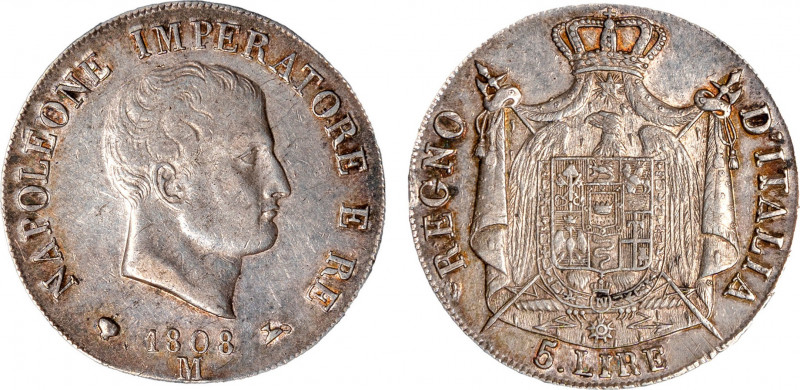 MILANO - NAPOLEONE I, Re d'Italia (1805-1814) - 5 lire 1808
Argento
Gigante 87
/...