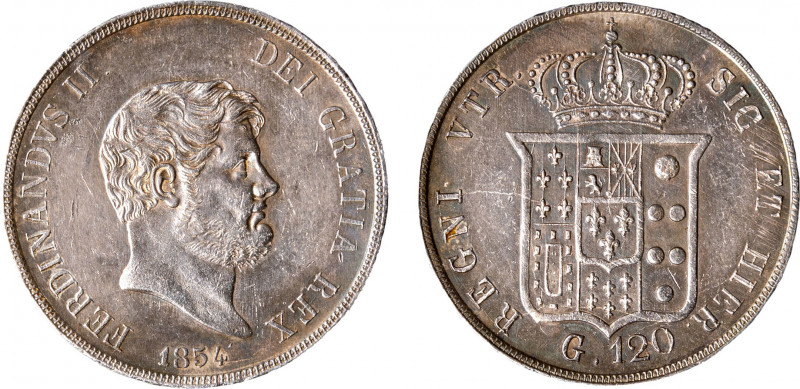 NAPOLI - FERDINANDO II (1830-1859) - 120 grana 1854
Argento
Gigante 85
Leggere t...
