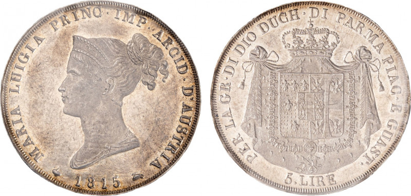 PARMA MARIA LUIGIA (1814-1847) - 5 lire 1815
Argento
Gigante 5 Non comune
Esempl...
