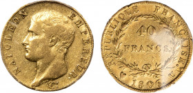 TORINO - NAPOLEONE I, Imperatore (1804-1814) - 40 franchi 1806
Oro
Gigante 5 Rara
Sigillata XF45 da PCGS
Certificato PCGS n. 42323352